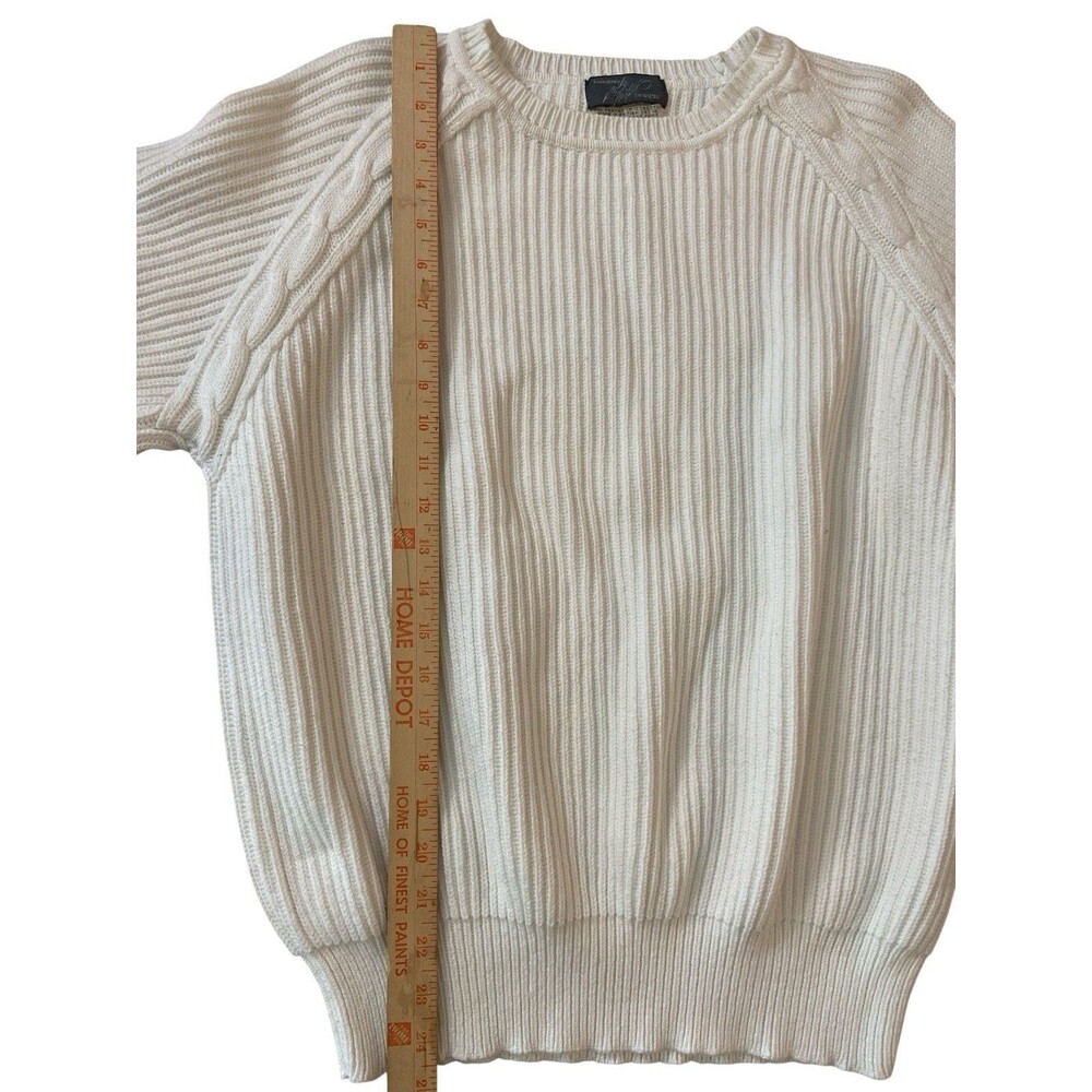 Vintage Lord & Taylor White Sweater L Hand-Framed 100% Cotton Woman’s Hong Kong‎ - Picture 6 of 9